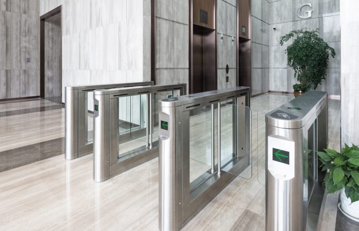 electronic access equipment on entrance gate